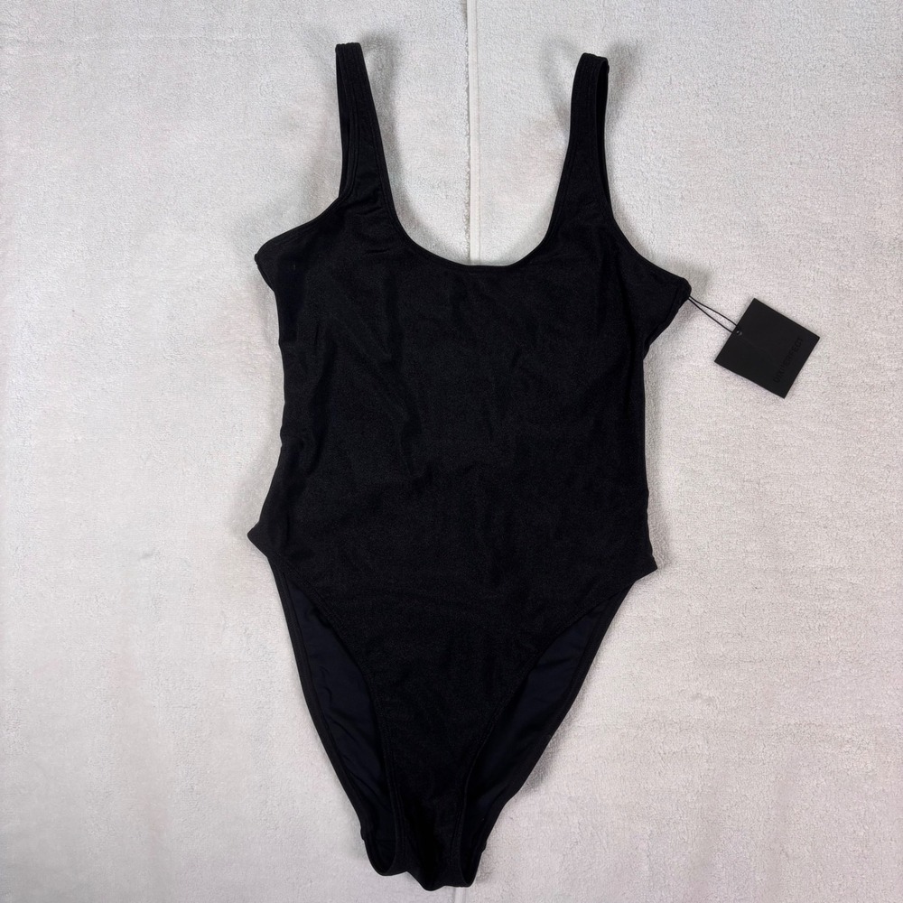 DIXPERFECT Retro‎ One Piece Swimsuit Small Black High Cut Low Back 80s 90s New
